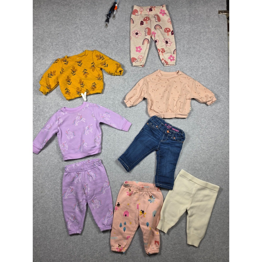 Lot of 9 Baby Clothes Size 6-9 Months Multicolor Carters Tops and Bottoms